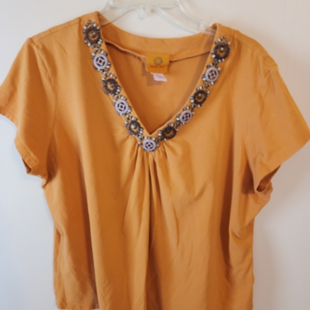 Ruby Rd. Mustard Embellished Blouse